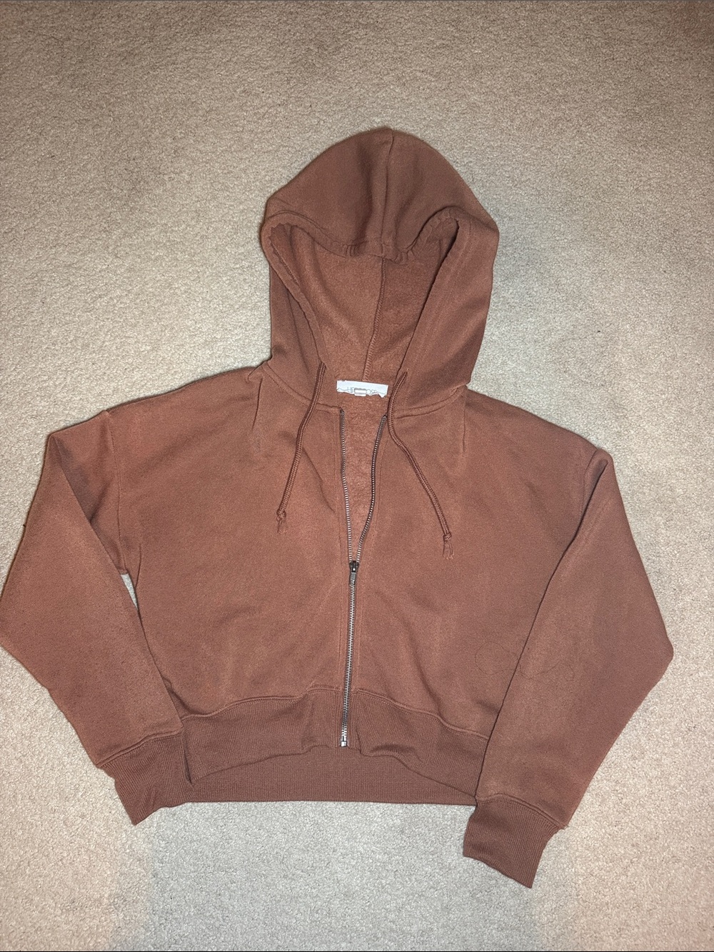 Hippie Rose Cropped Zip-Up Hoodie in Rust
